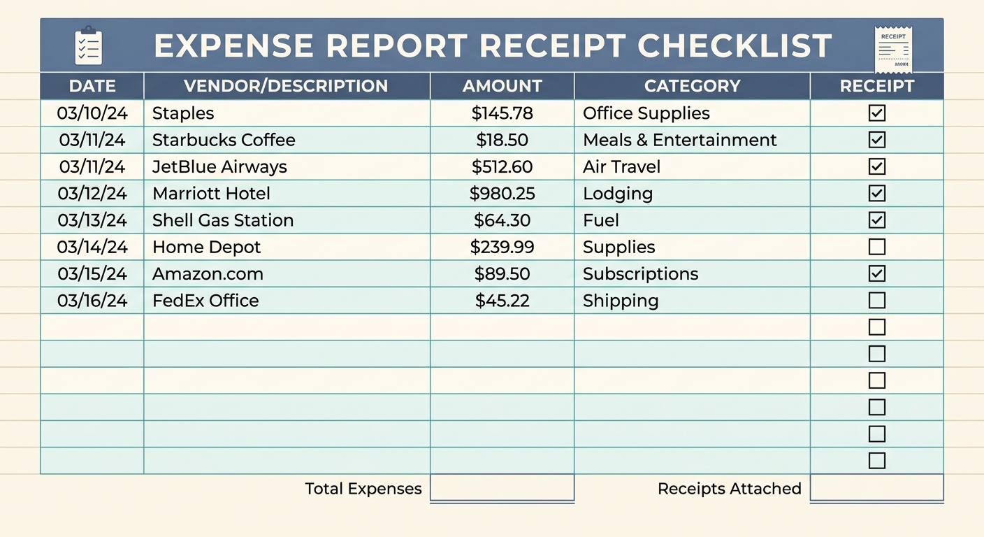 Expense Report Receipt Checklist