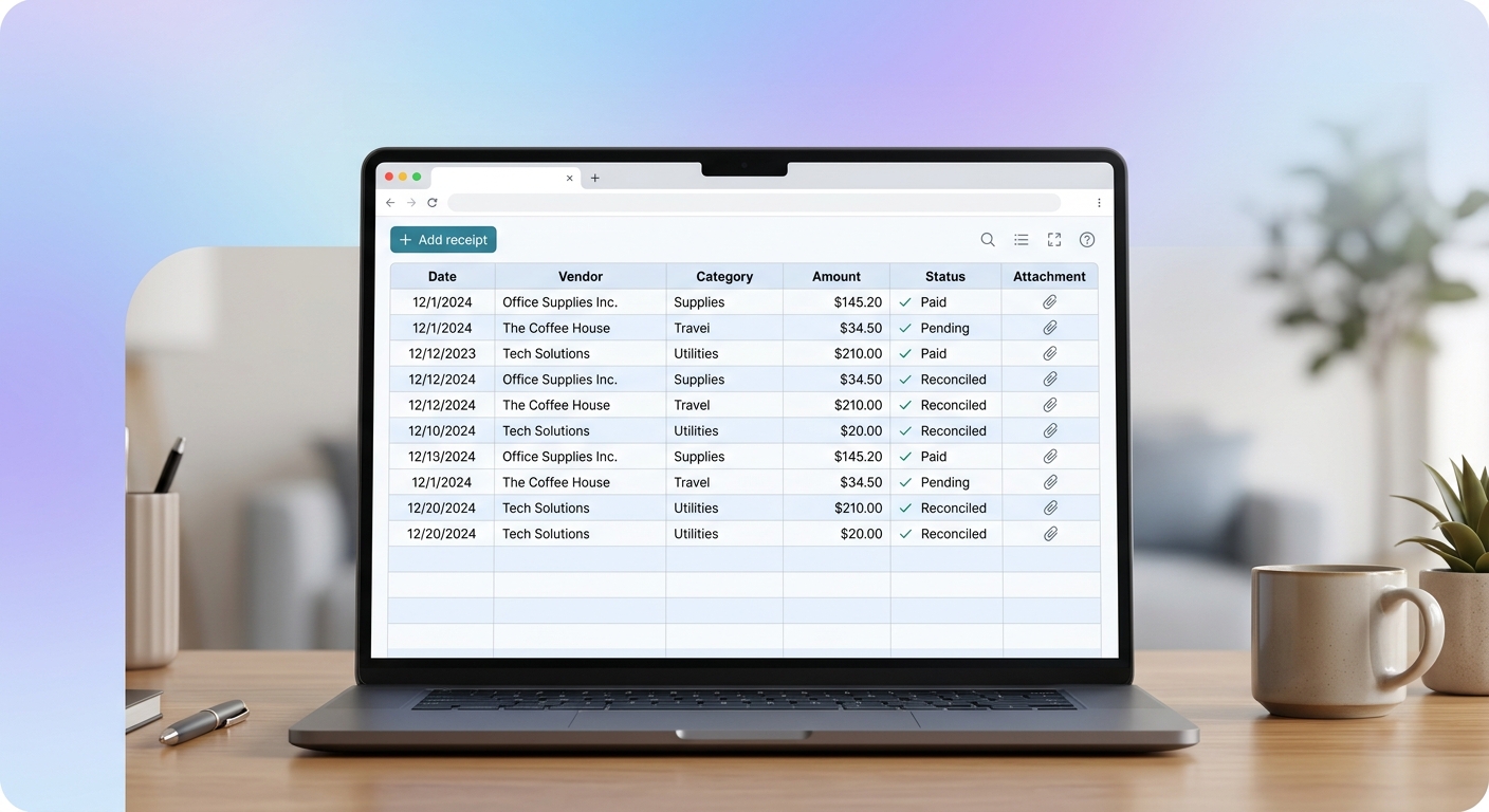 Small Business Receipt Tracking Template