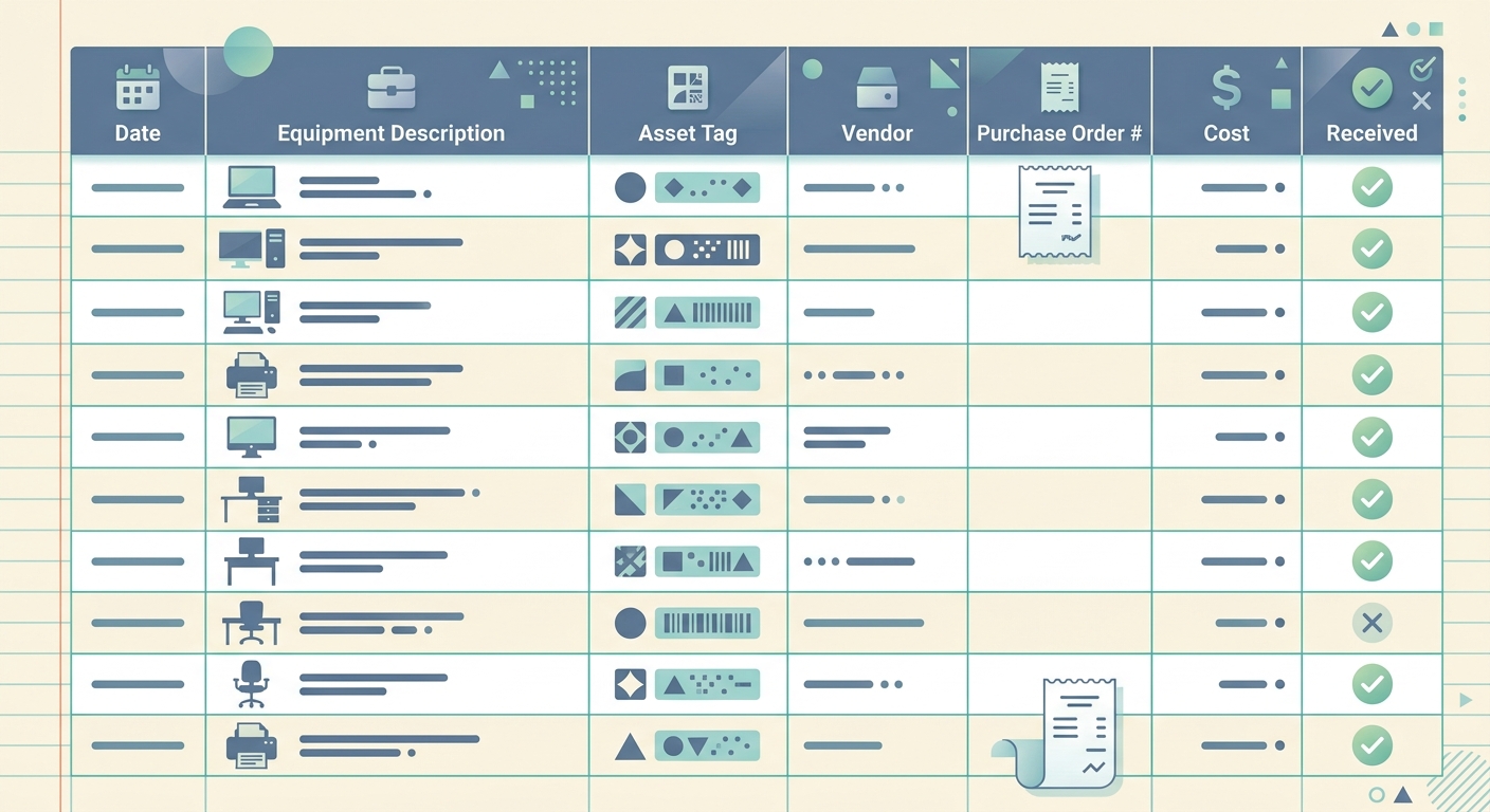 Equipment Purchase Log Template