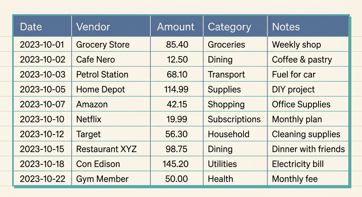 Monthly Expense Summary Template
