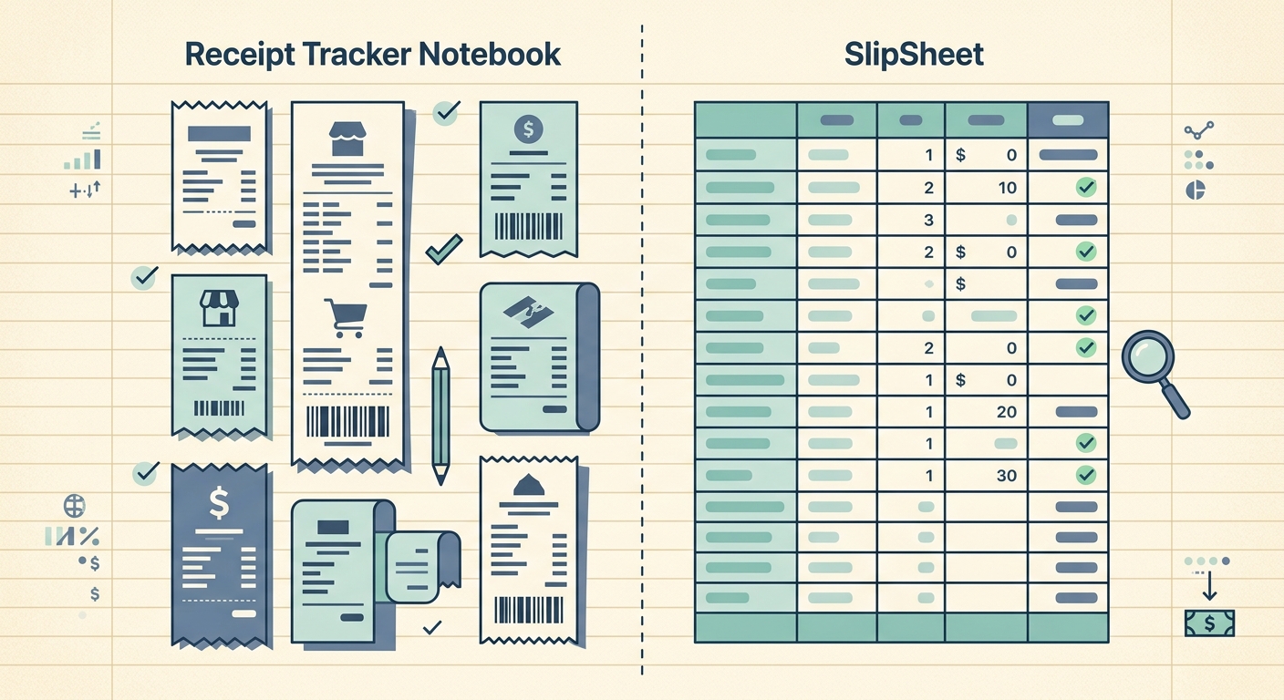 Receipt Tracker Notebook vs SlipSheet