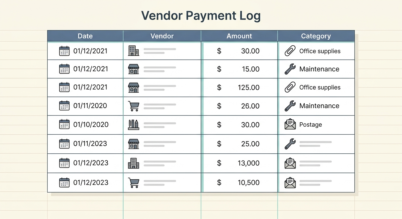 Vendor Payment Log Template